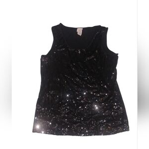 Covington Women's Black Sequin Tank Top Holiday Shirt SZ L
